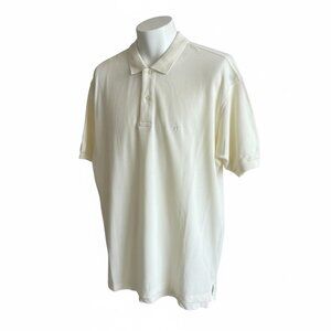 Bossini Men's NEW Polo Pale Yellow Creamy White Cotton Knit Size Large NWT